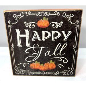 Happy Fall Wooden Sign With Pumpkins, Painted